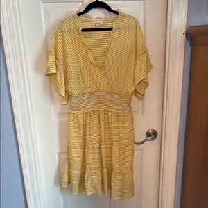 Max Studio Yellow Midi Sundress with Dolman Sleeves